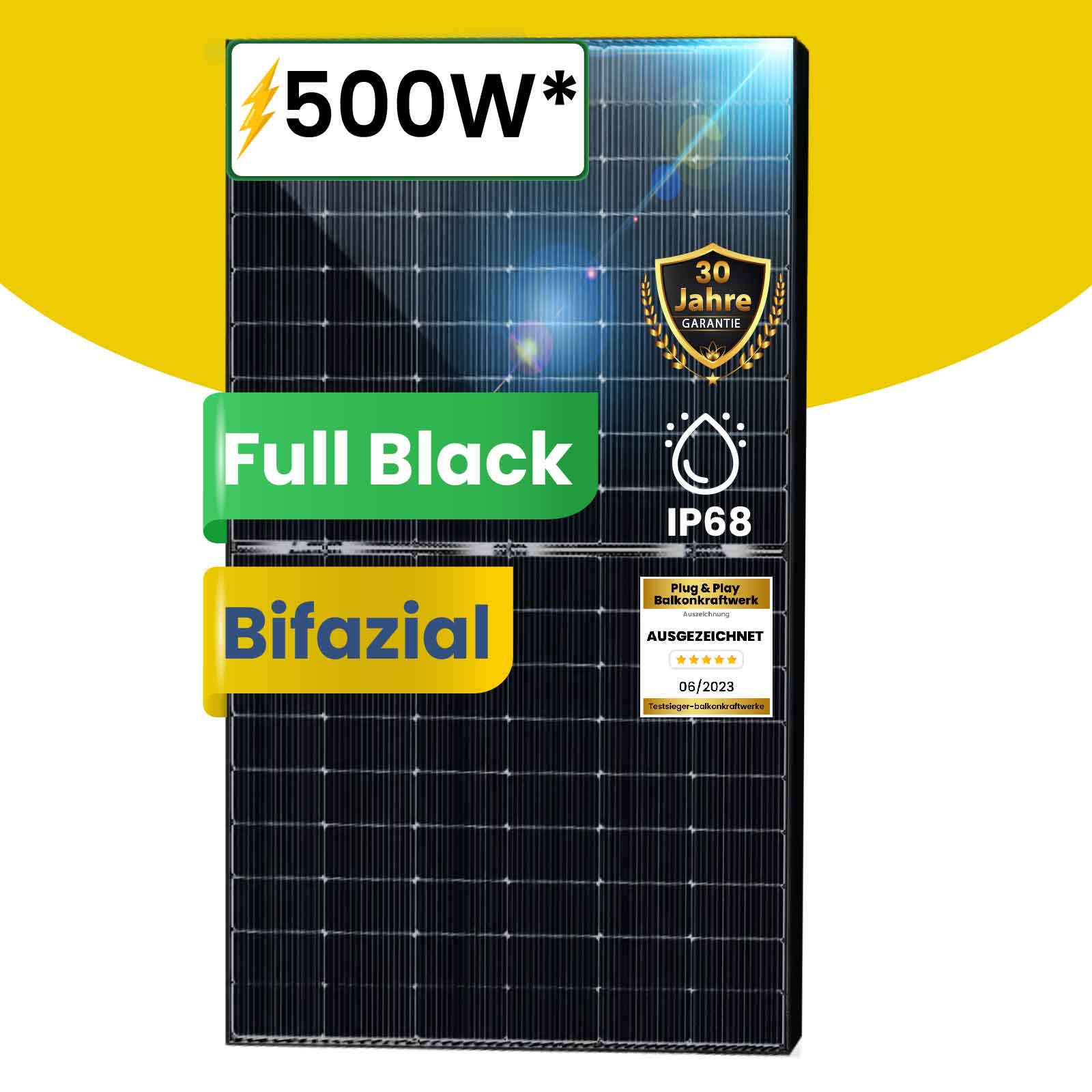 Solarmodul 500W Bifazial Glas-Glas Photovoltaik Solarpanel