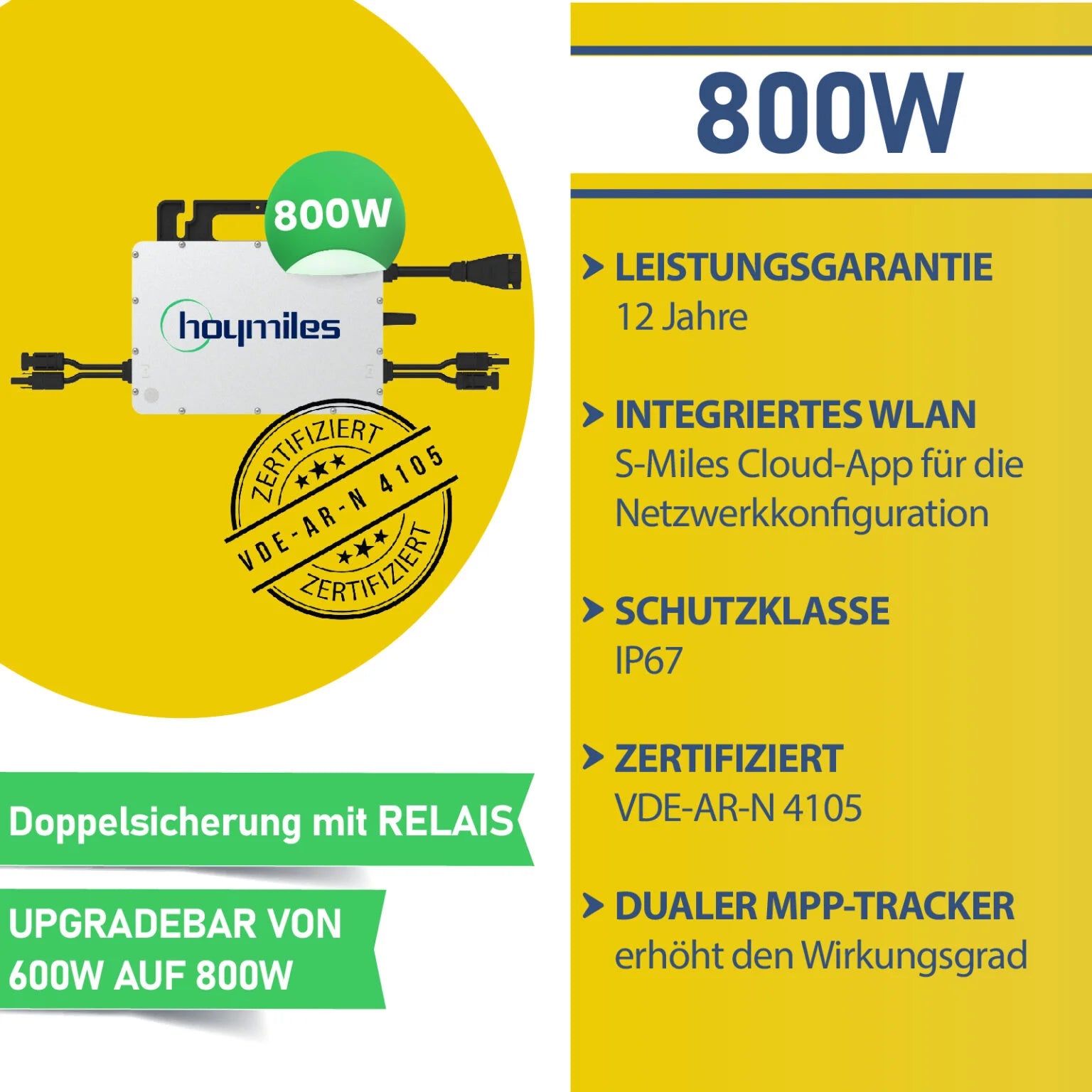 Hoymiles 800W Balkonkraftwerk WIFI Microwechselrichter