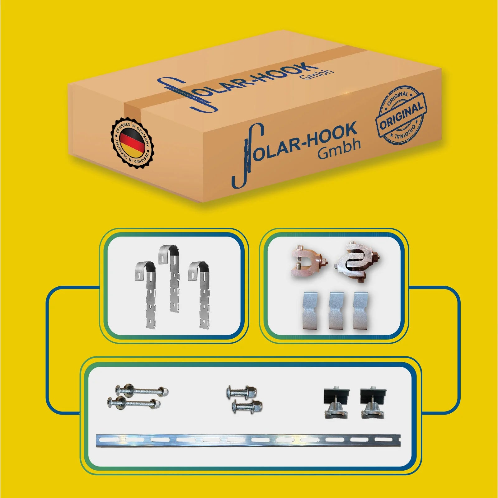 SOLAR-HOOK für ‘runde’ senkrechte Geländerstäbe / Sprossen für 1 Modul