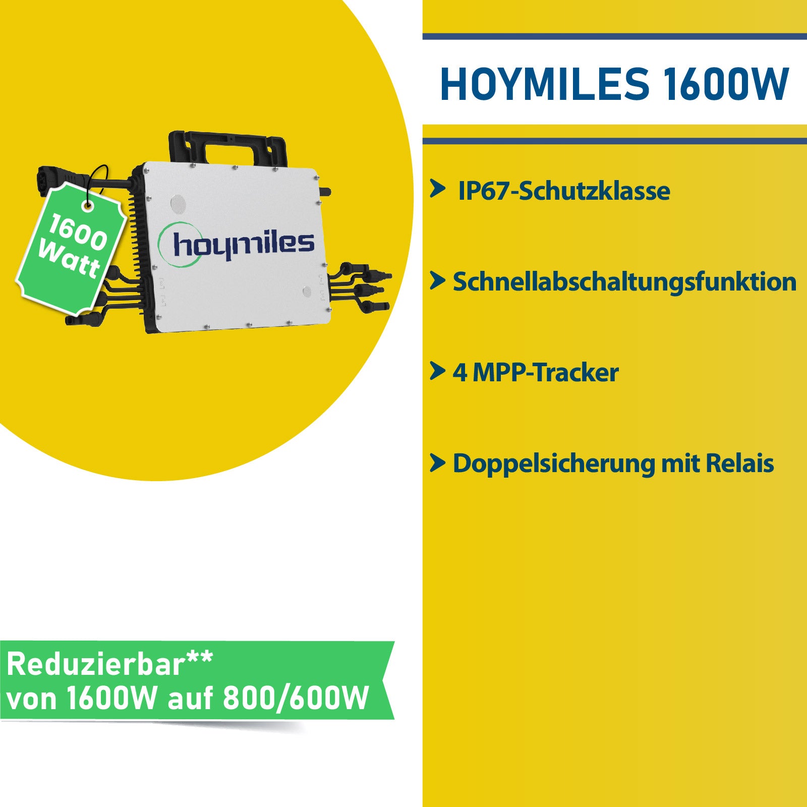 Hoymiles 1600W Balkonkraftwerk Modulwechselrichter Microinverter 4x MPP Tracker